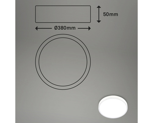 LED plafondlamp, dimbaar, 22W, 2900 lm, 4000 K, RGB-kleurwisselaar, Ø 38 cm, Runa wit + afstandsbediening + geheugenfunctie + nachtlampfunctie