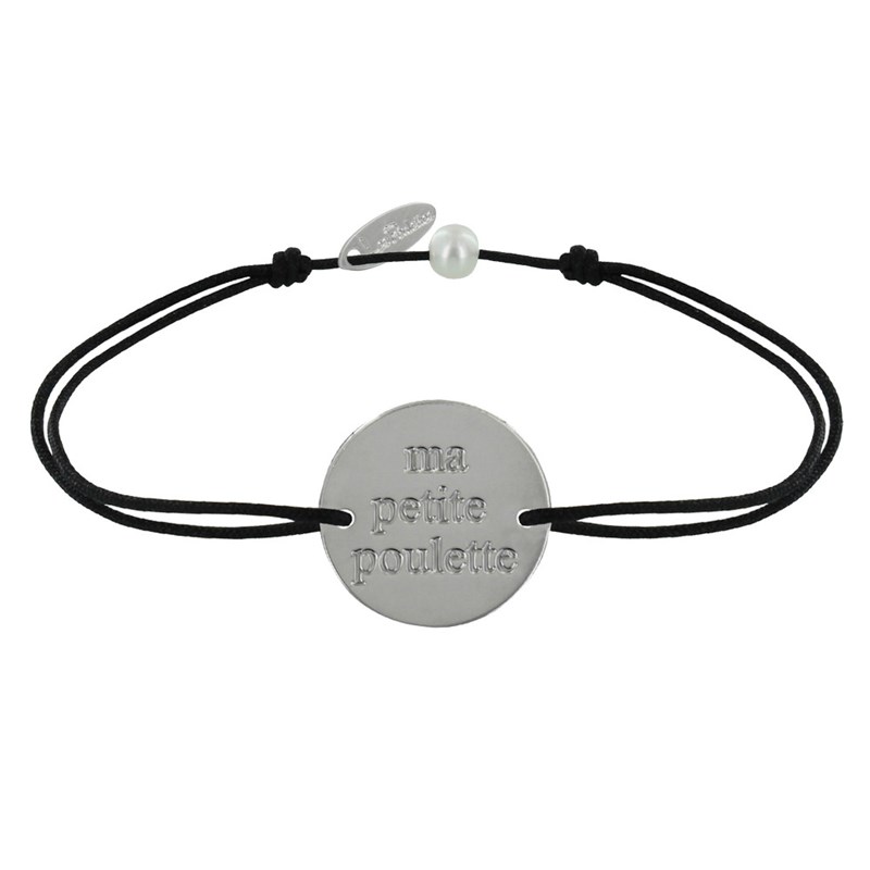 Bracelet Lien Médaille Plaqué Argent Ronde 