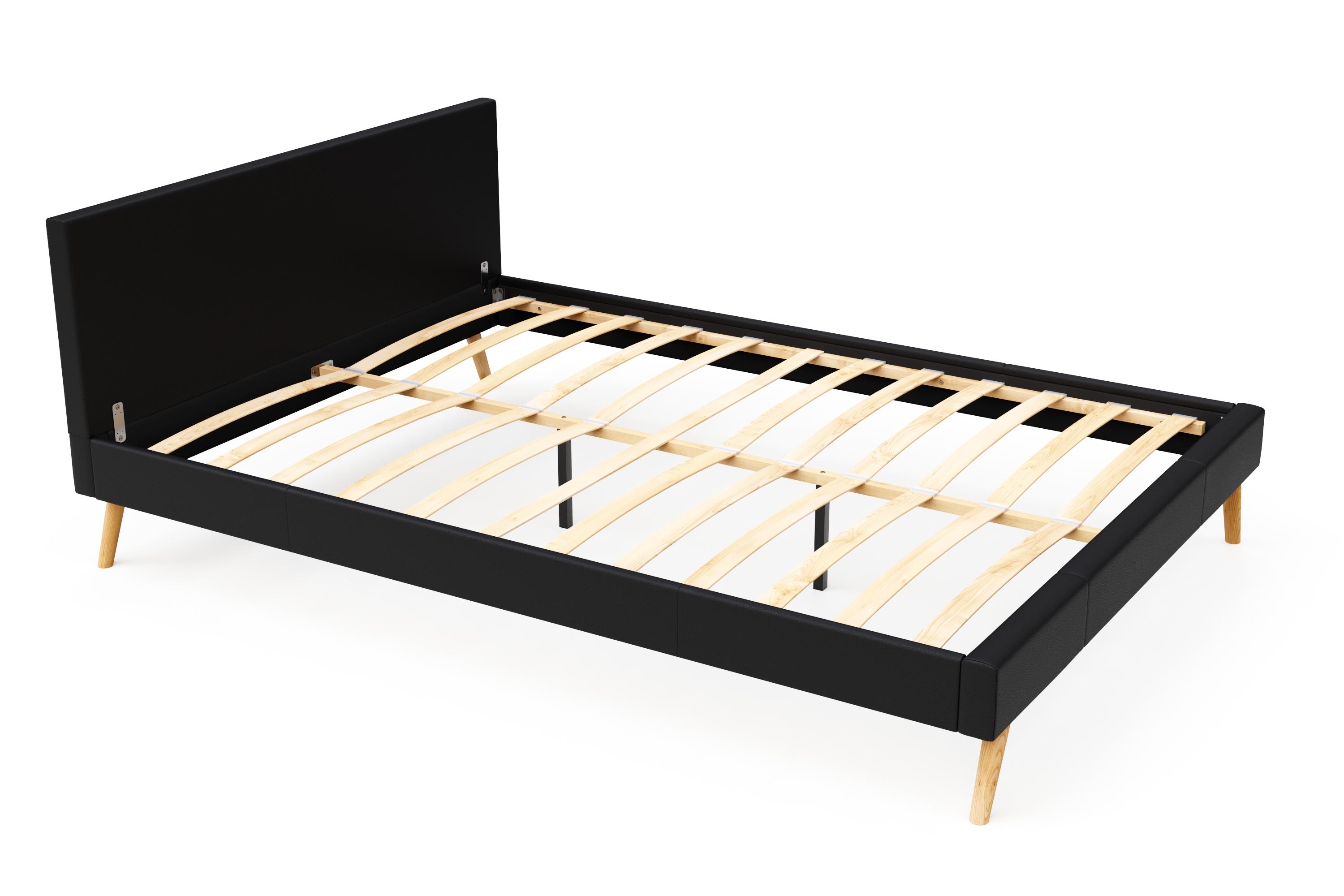 Lederbett ELVAR 160 x 200 cm schwarz