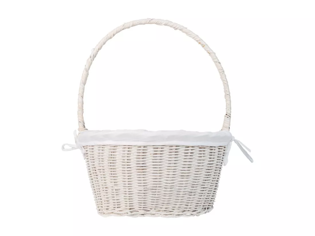 Panier rond en osier avec doublure blanche 28x28x15-33h