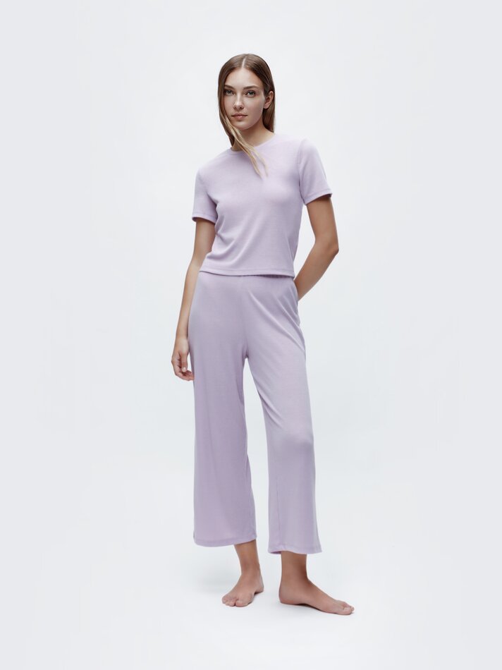 Calça de pijama canelada - Lilás