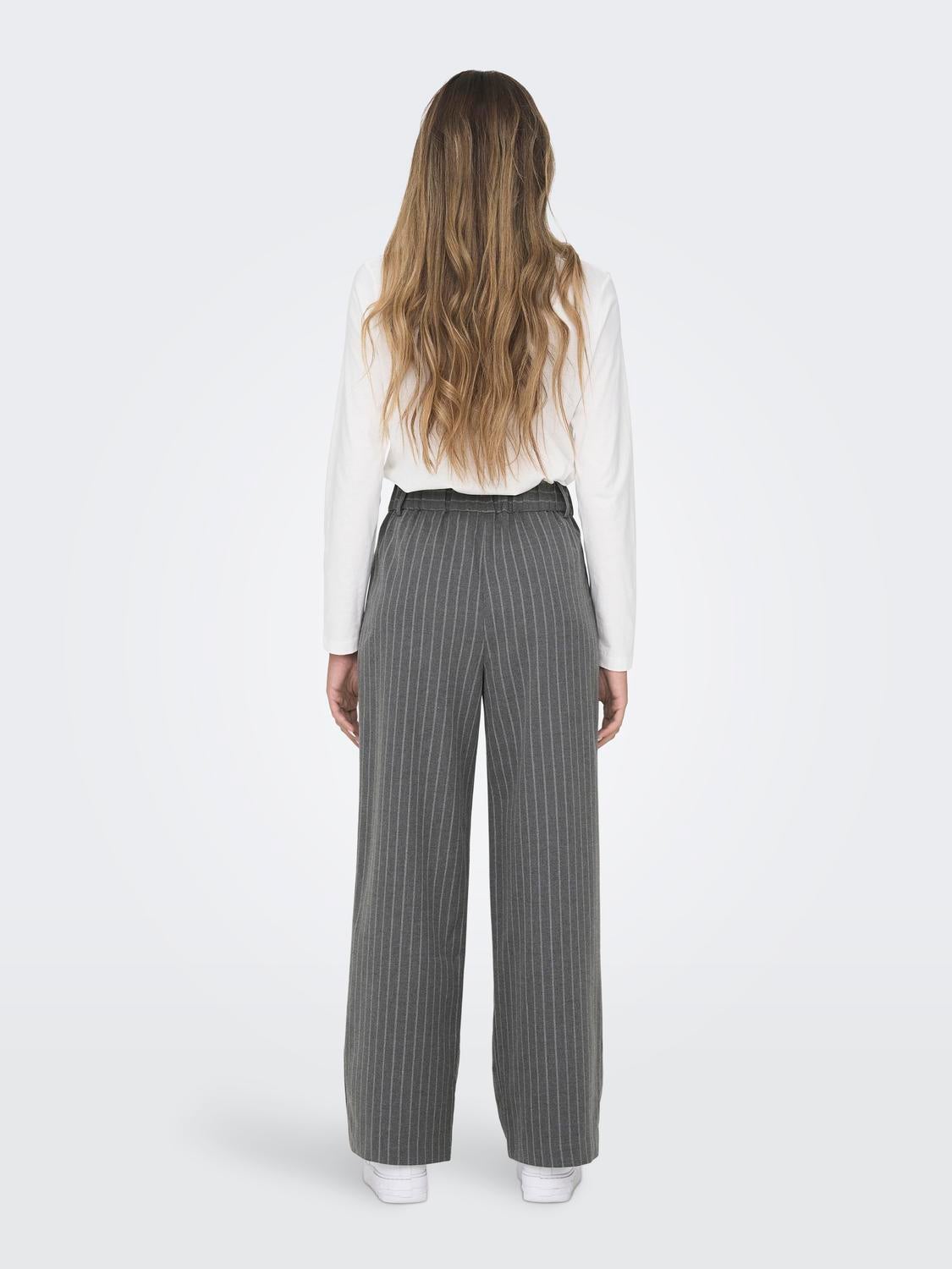 ONLDITA Normal geschnitten Hose mit weitem Beinschnitt Dark Grey Melange