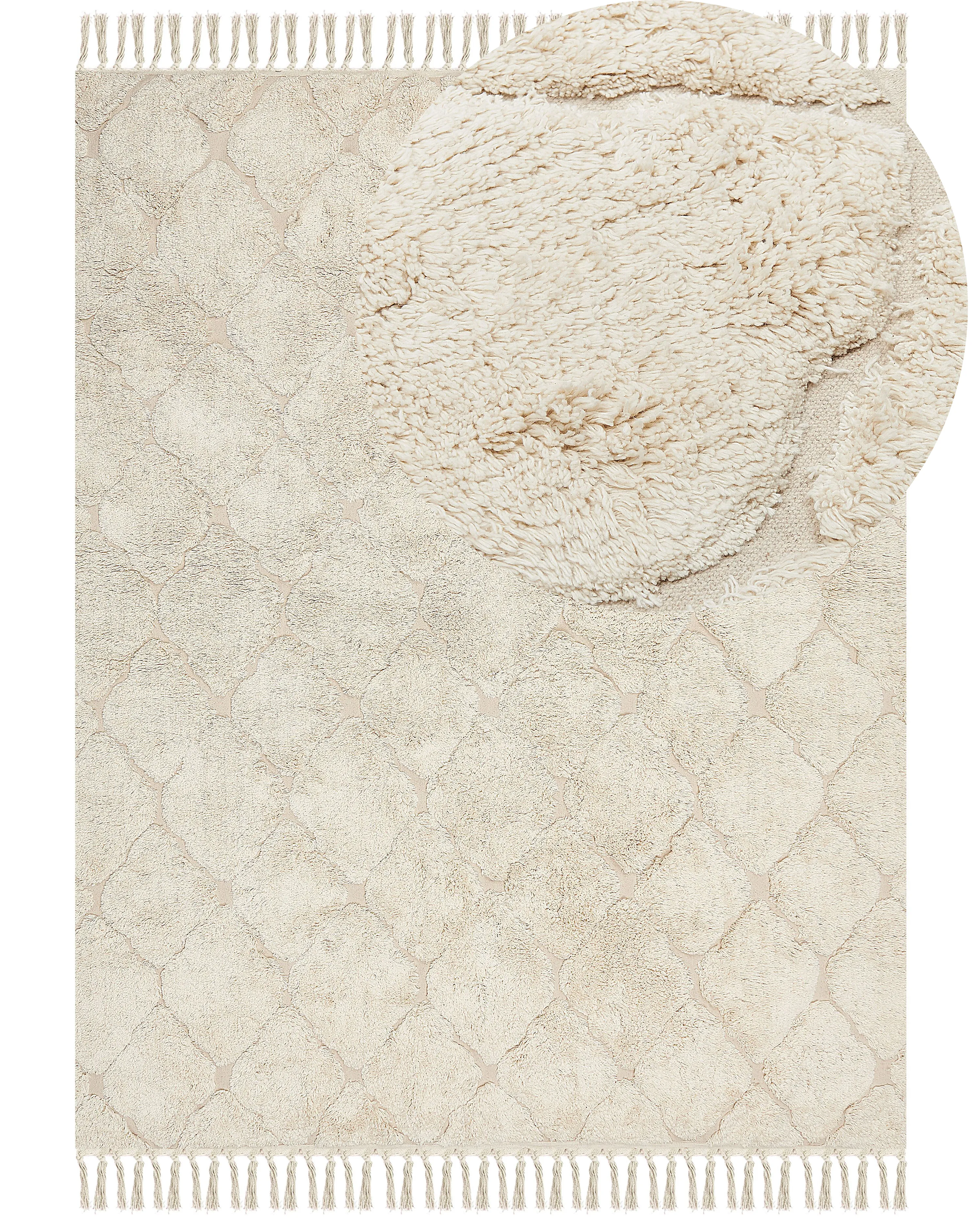 Vloerkleed SILCHAR Beige 160 x 230 cm Katoen