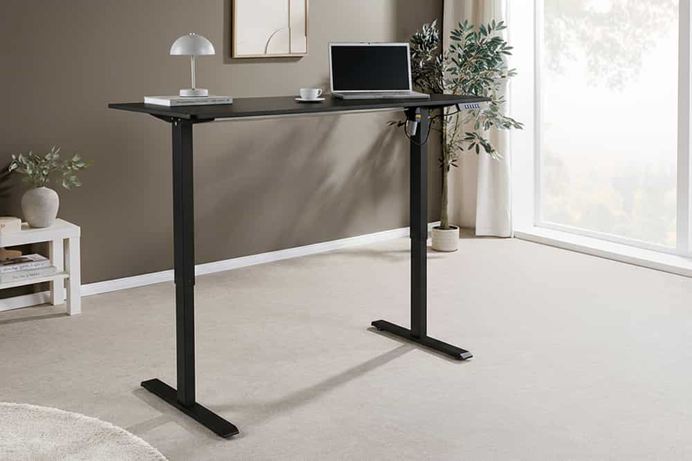 Höhenverstellbarer Schreibtisch BLACK DESK 140cm anthrazit schwarzes Metallgestell