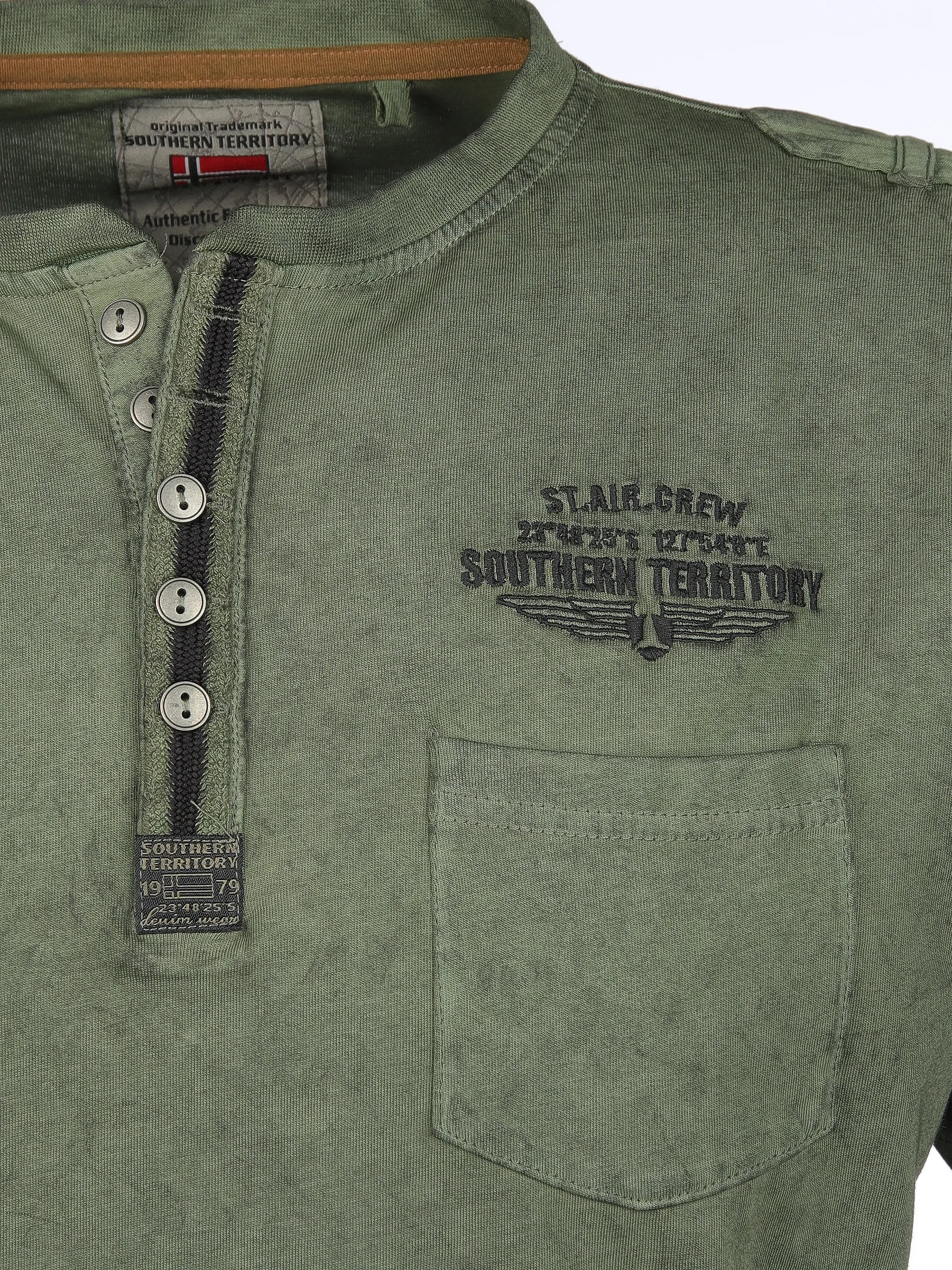 Herren Henleyshirt im Used Look