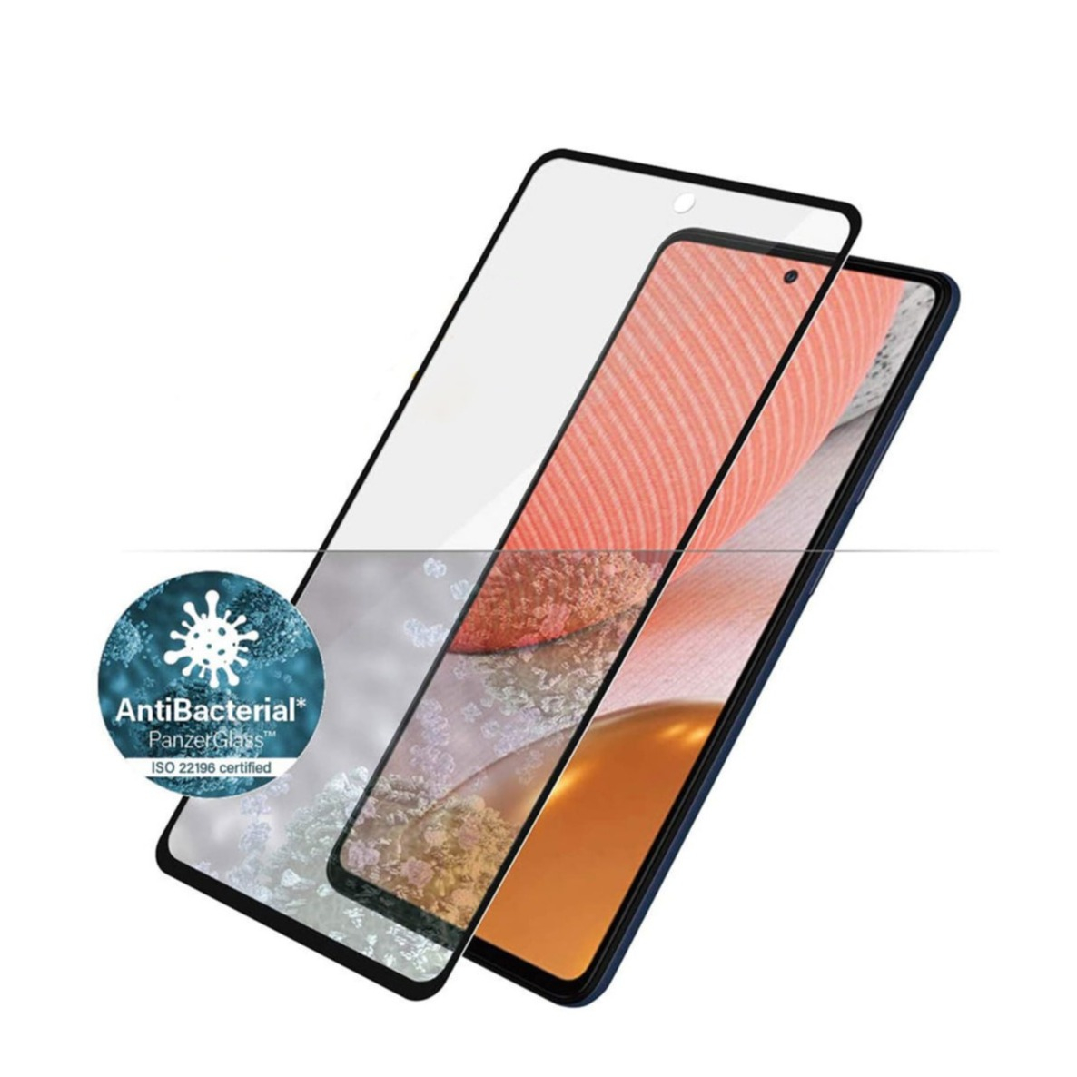 Samsung Galaxy A53 5G / A52s 5G / A52 5G Antibakterielle Panzer Glas Displayschutz Case Friendly mit Rahmen (7253) - Schwarz