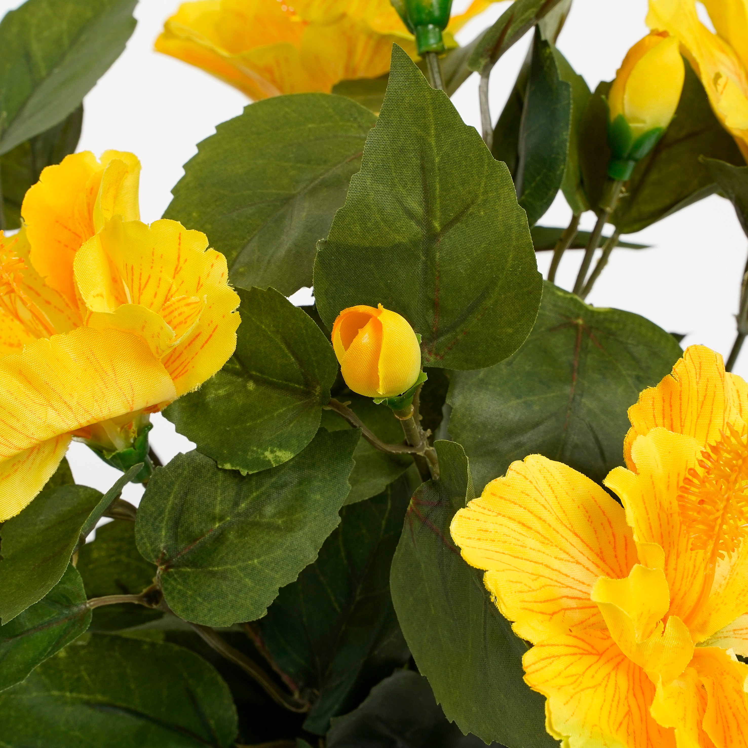 Mica decorations - hibiscus artificielle jaune en pot h40