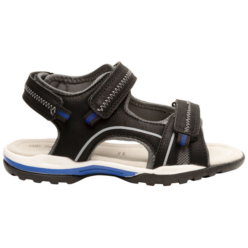 Sandales velcro en simili cuir avec détails bleus pour garçon - Noir