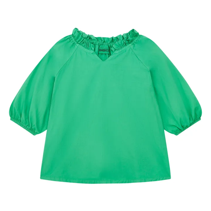 SMALLABLE BASICS Blouse Fille en Popeline Organique Manches 3/4 | Vert