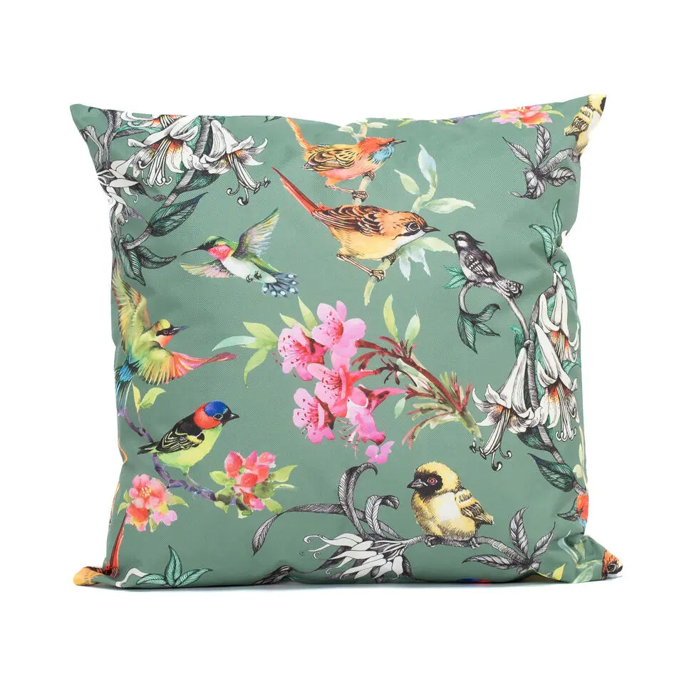 Anna's collection buitenkussen bloem - groen - 45 x 45 cm