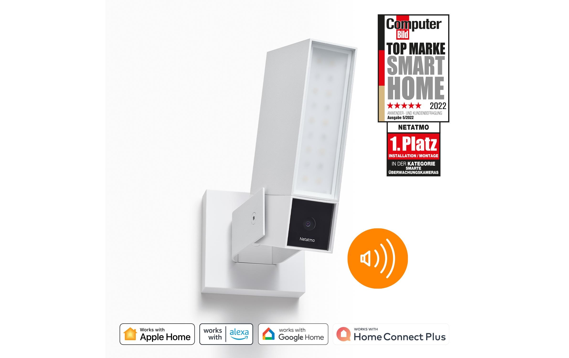 Netzwerkkamera Smarte Aussenkamera mit Sirene Weiss<br>Netatmo Smarte Aussenkamera mit Sirene