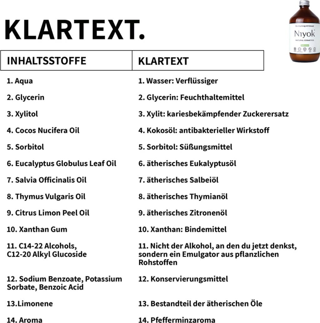 Niyok  Mundspülung Pfefferminze, 500 ml
