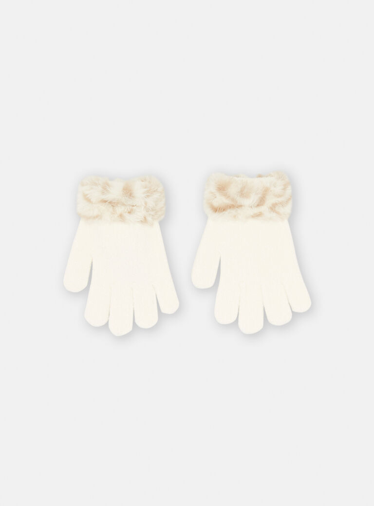 Gants écru en fourrure synthétique