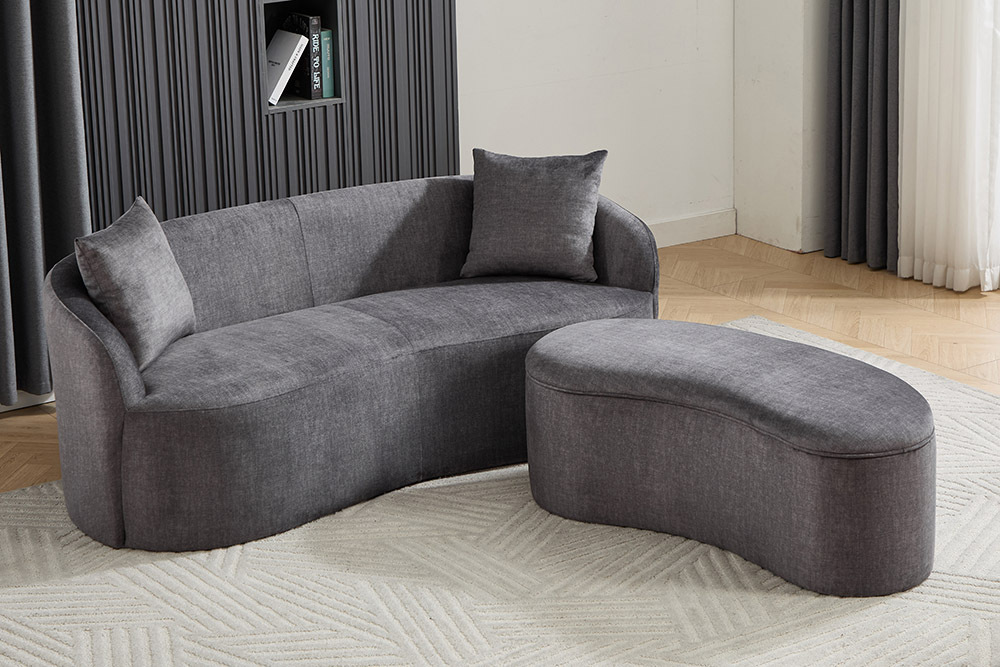 Extravagantes Sofa ELEMENTAL 180cm graphit grau Samt 2-Sitzer Couch organische Form