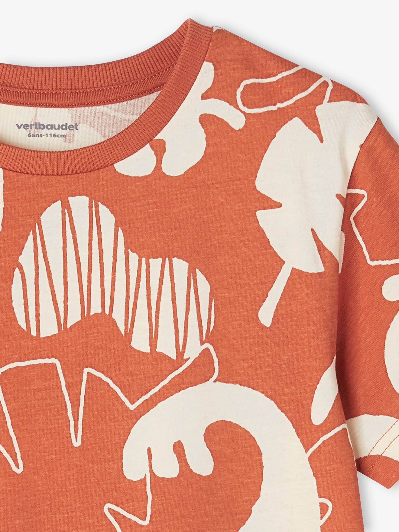 Camiseta infantil masculina com estampas exóticas gigantes, azul ardósia