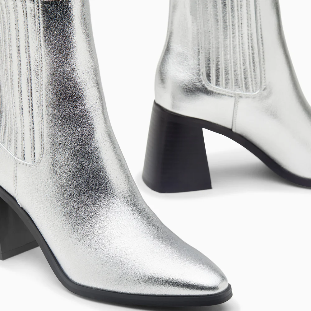 Bottines-Bottines montantes Taylor argent à talon trapèze