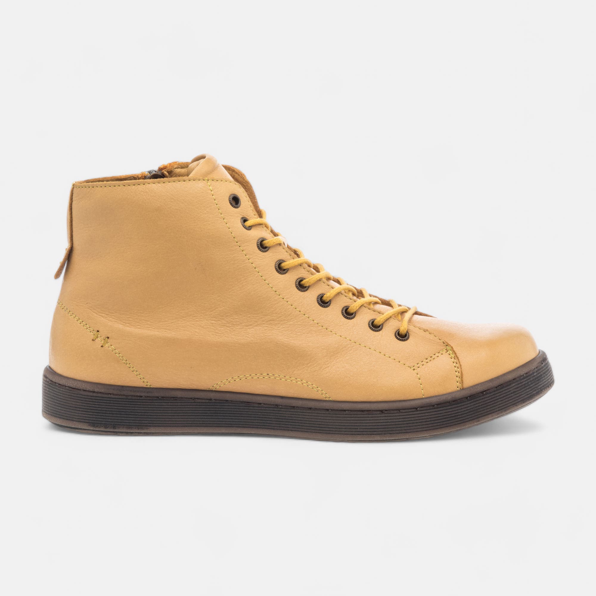 Baskets hautes Femme en cuir jaune