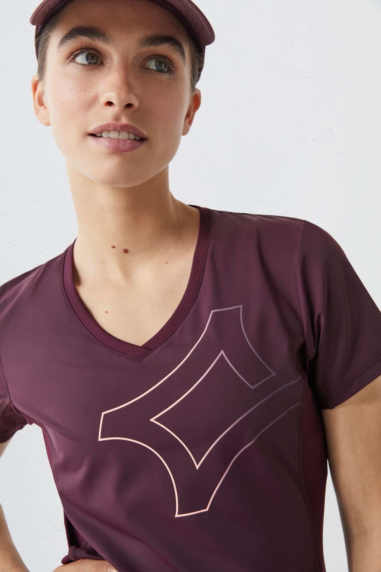 Camiseta respirável rosa-púrpura