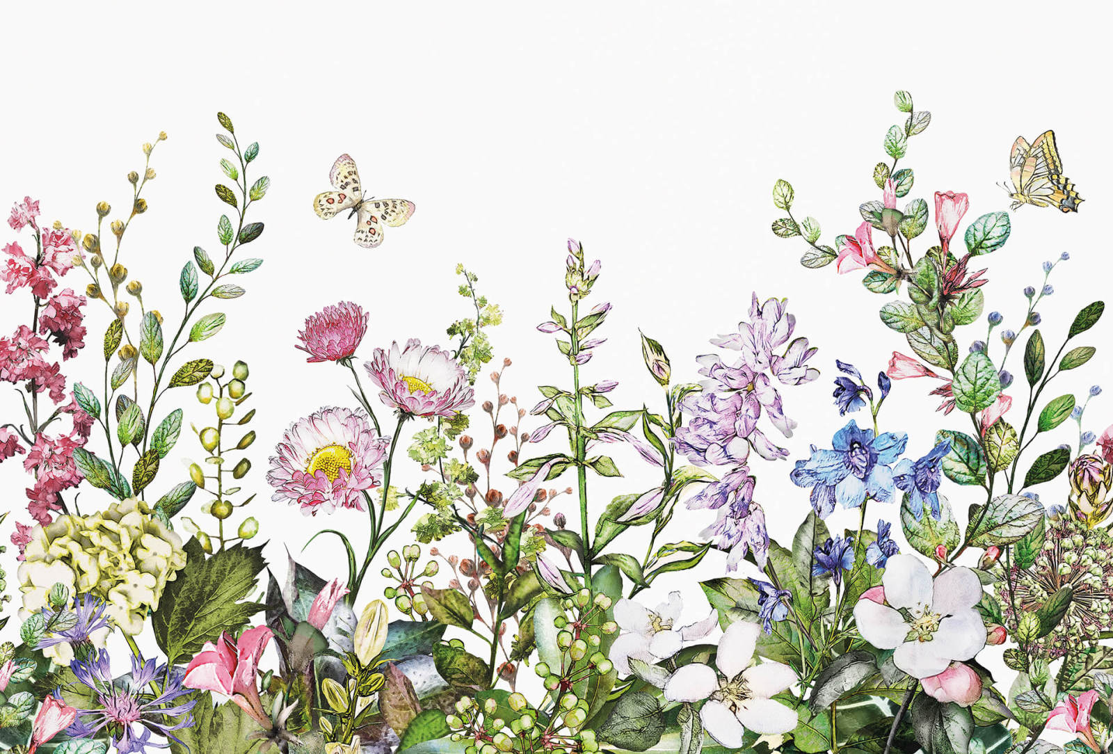 Fototapete DESIGNWALLS 2.0 - bunt-grün - Blumen - 2,6 Meter