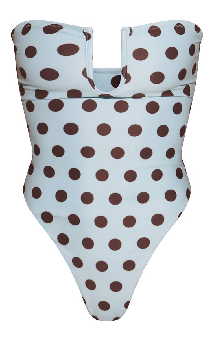 Vert Menthe Maillot De Bain Bandeau À Barre En U Imprimé À Pois