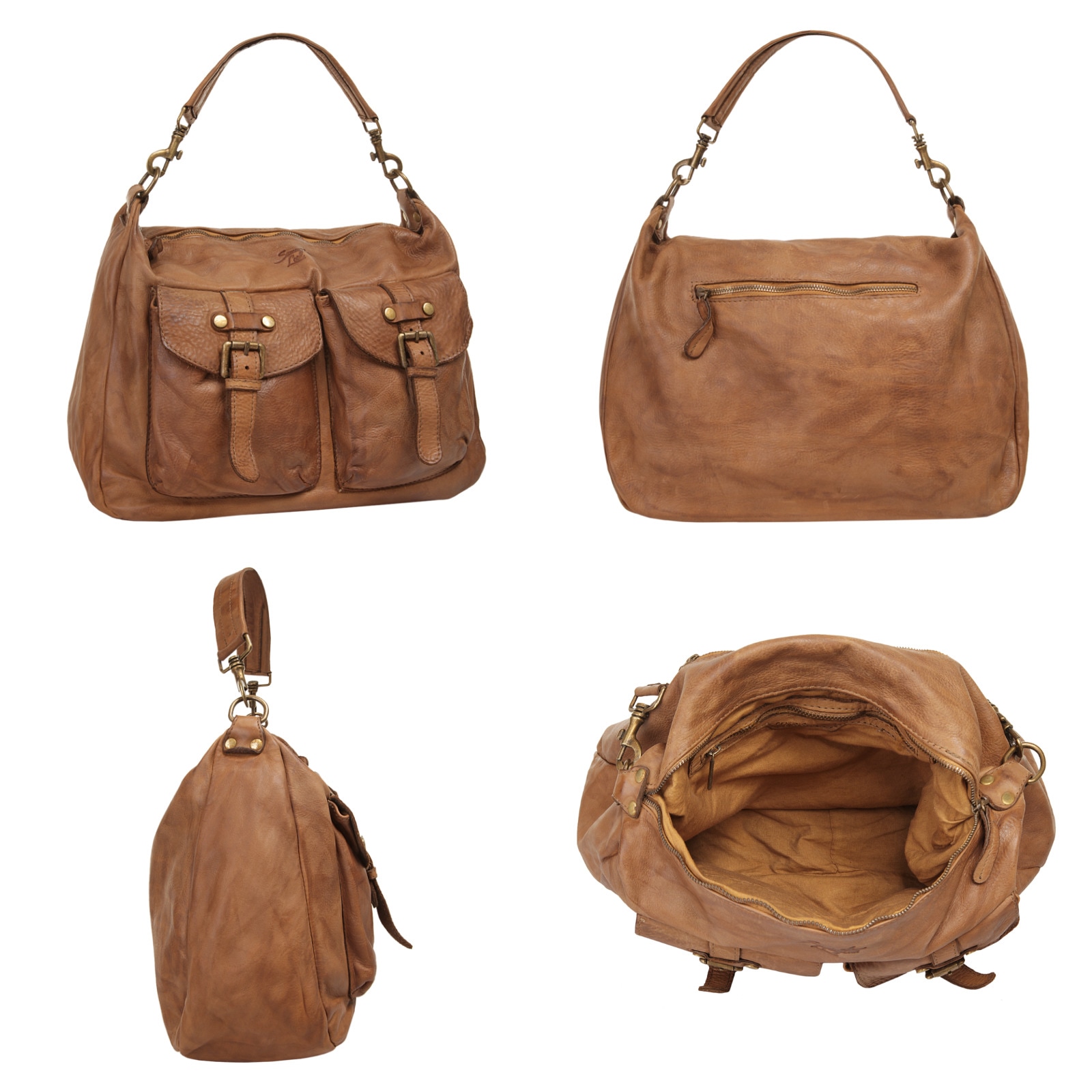 Samantha Look Umhängetasche echt Leder, Made in Italy