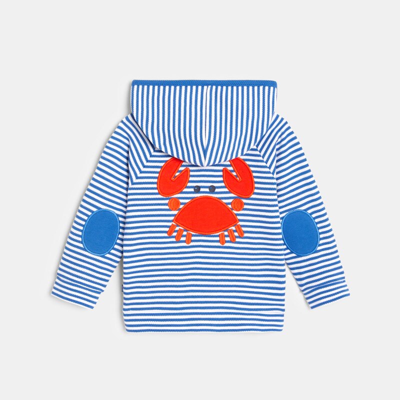 Sweat zippé en maille rayée crabe bleu bébé garçon Bleu