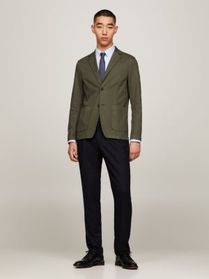 Blazer Slim Fit com Monograma TH em Sarja