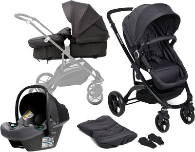 Beemoo Move 2-in-1 Kombivogn Inkl. Beemoo Route i-Size Babybilstol, Asphalt/Mineral Grey