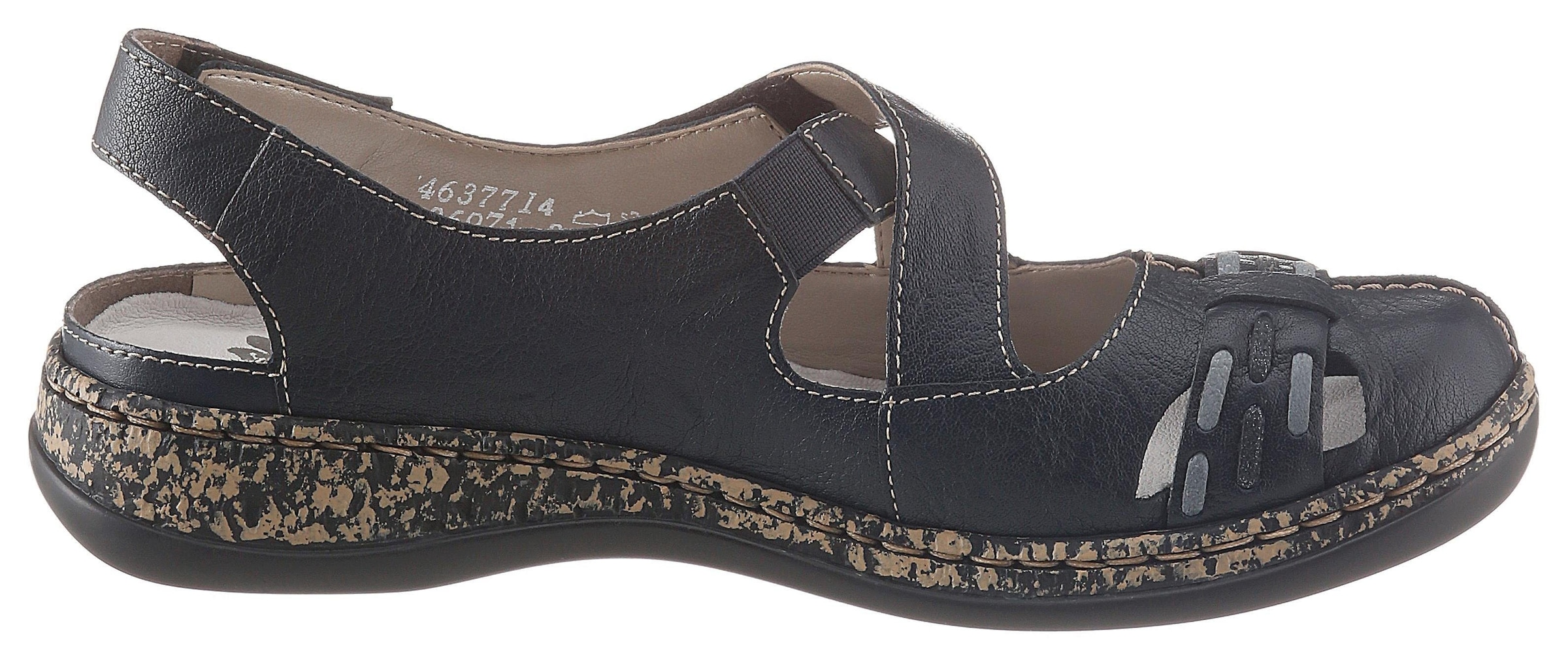 Rieker Klettschuh  , Sommerschuh, Keilabsatz, Riemchensandale, mit Kontrastnähten