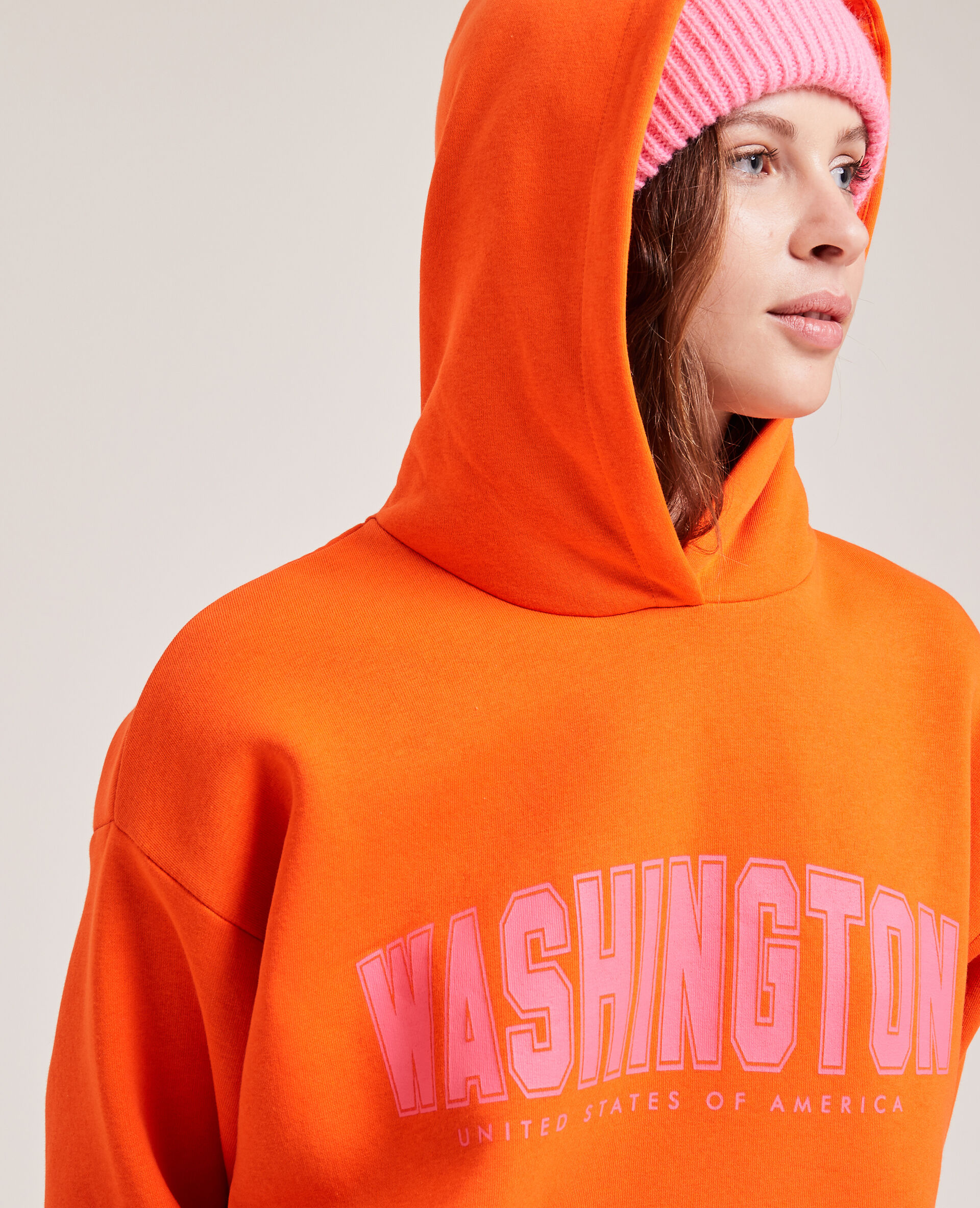 Sweat capuche avec flocage - Orange