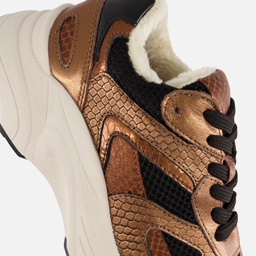 PS Poelman Sneakers Metallic bruin Leer