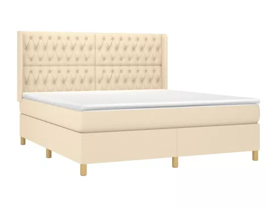 Sommier tapissier avec matelas et LED Crème 180x200 cm Tissu