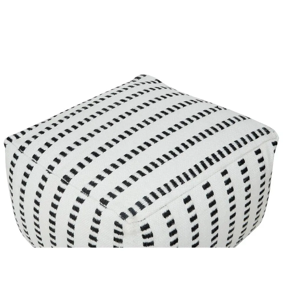 GAJAN - Buitenpoef - Zwart/Wit - 50 x 50 x 30 cm - Synthetisch