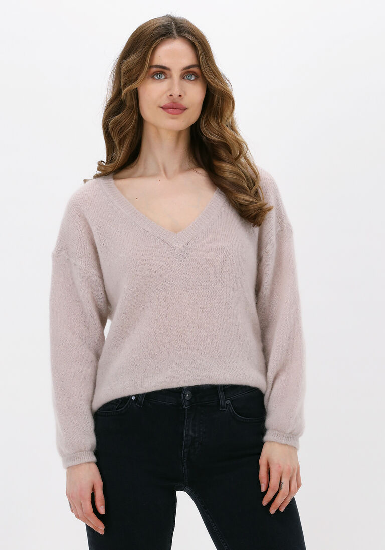AMERICAN DREAMS beige american dreams trui silja v neck knit