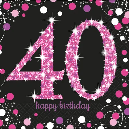amscan Servietten 40 Sparkling Celebration pink 16 Stück