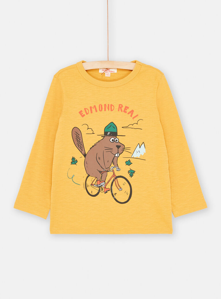 T-shirt topaze à motif castor à vélo pour garçon