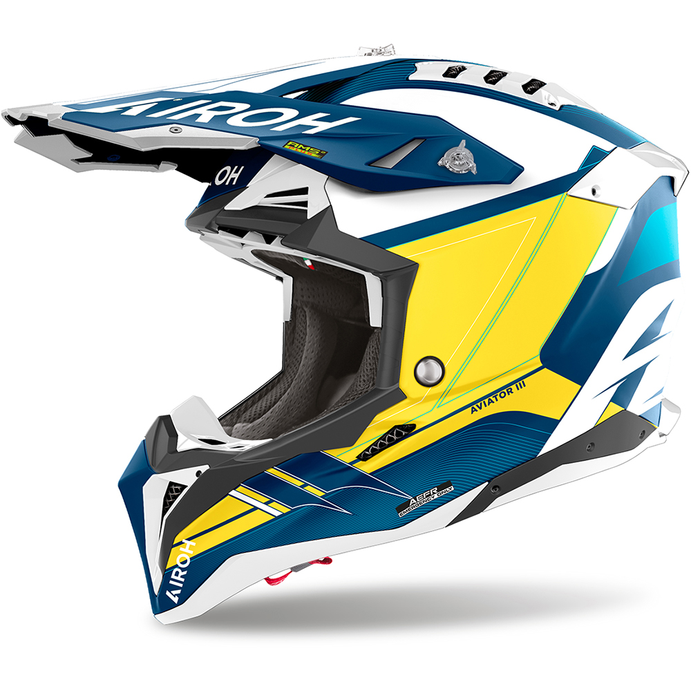 Airoh - Casque Aviator 3 Saber Bleu / Jaune / Blanc / Mat