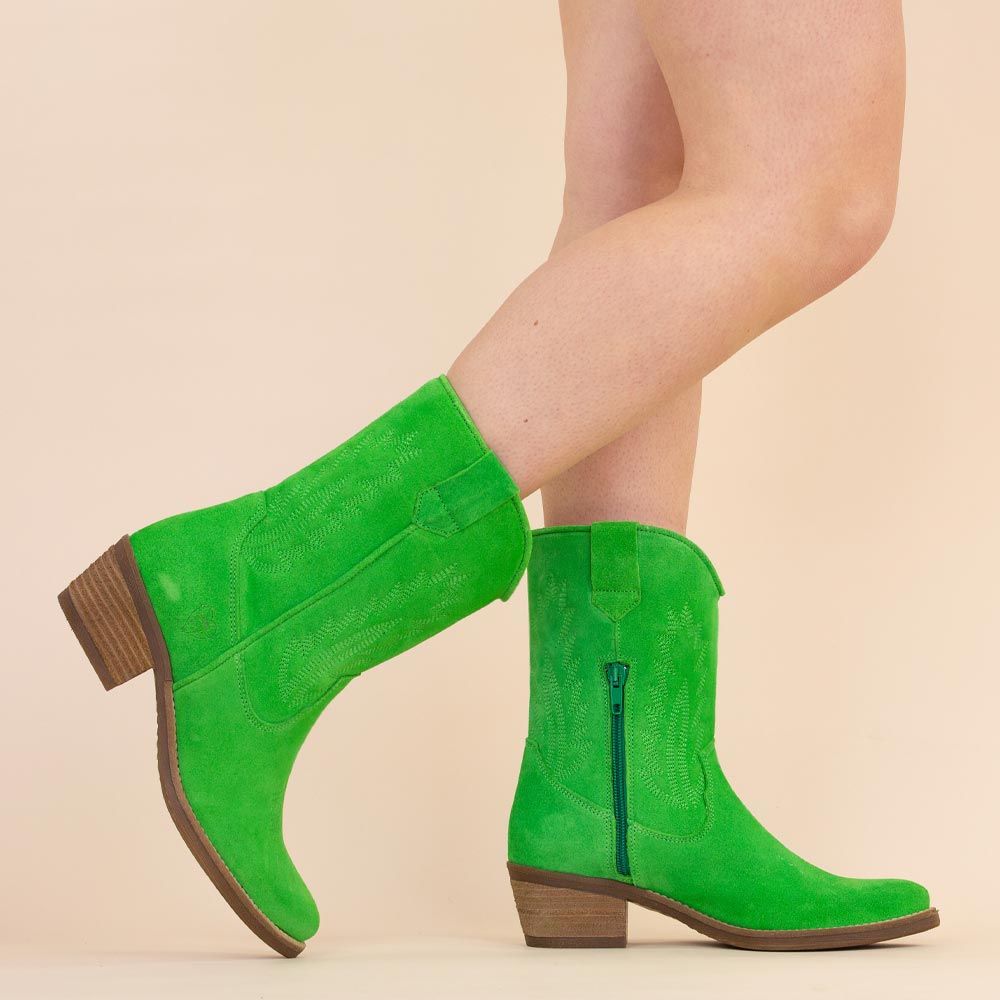 La Pintura halfhoge laarzen groen suede