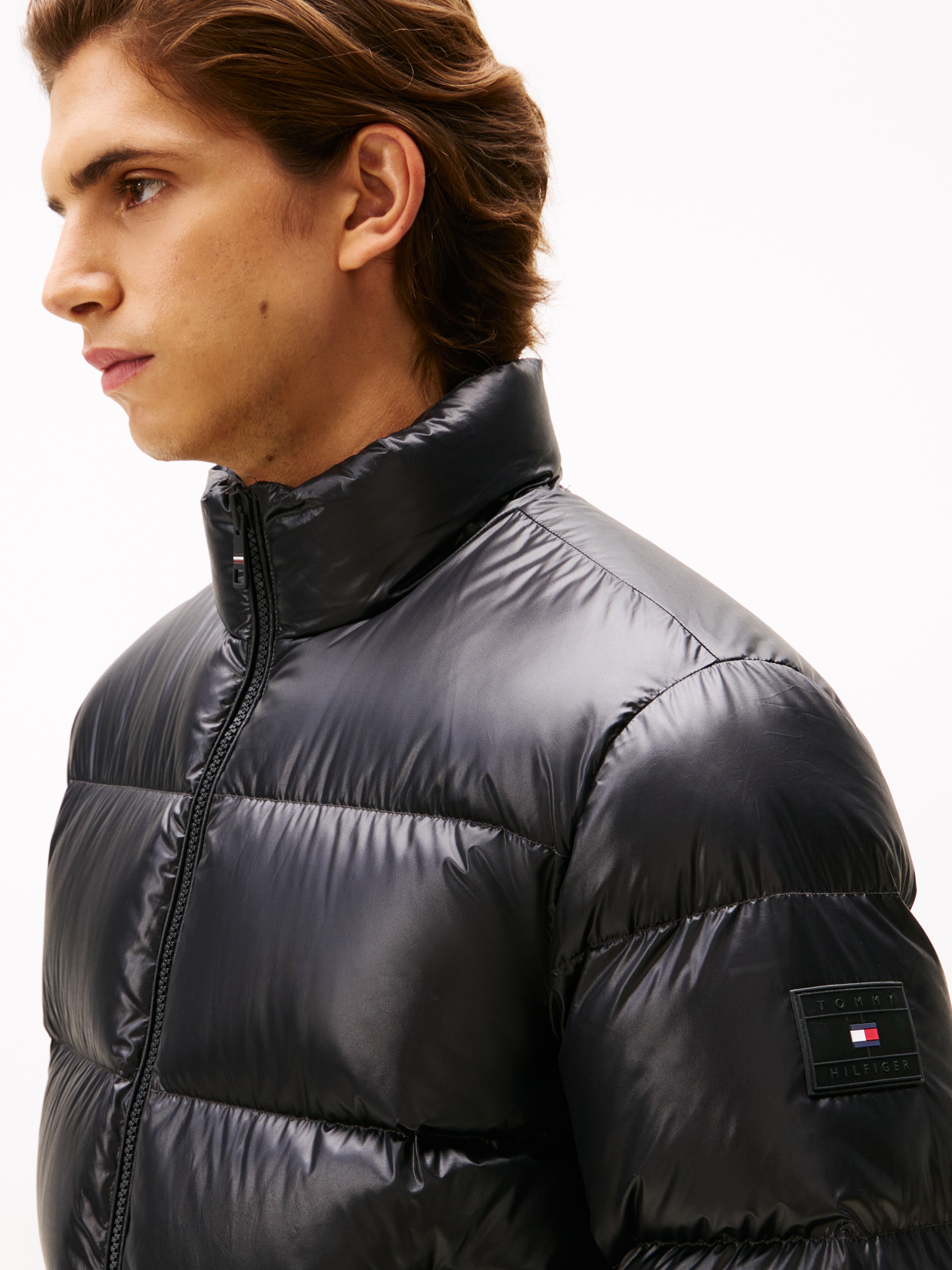 Tommy Hilfiger Steppjacke »SHINY DOWN STAND PUFFER« Winterjacke, Outdoorjacke, glänzende Oberfläche