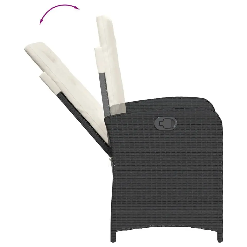 vidaXL - Verstelbare tuinstoelen met kussens - Zwart - Poly rattan - 2 stuks