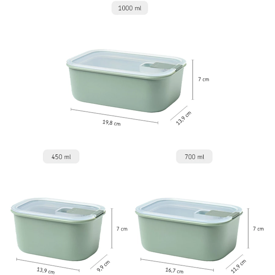 Mepal Frischhaltedosen EasyClip 2x 450 + 1000 ml 3er Set mint
