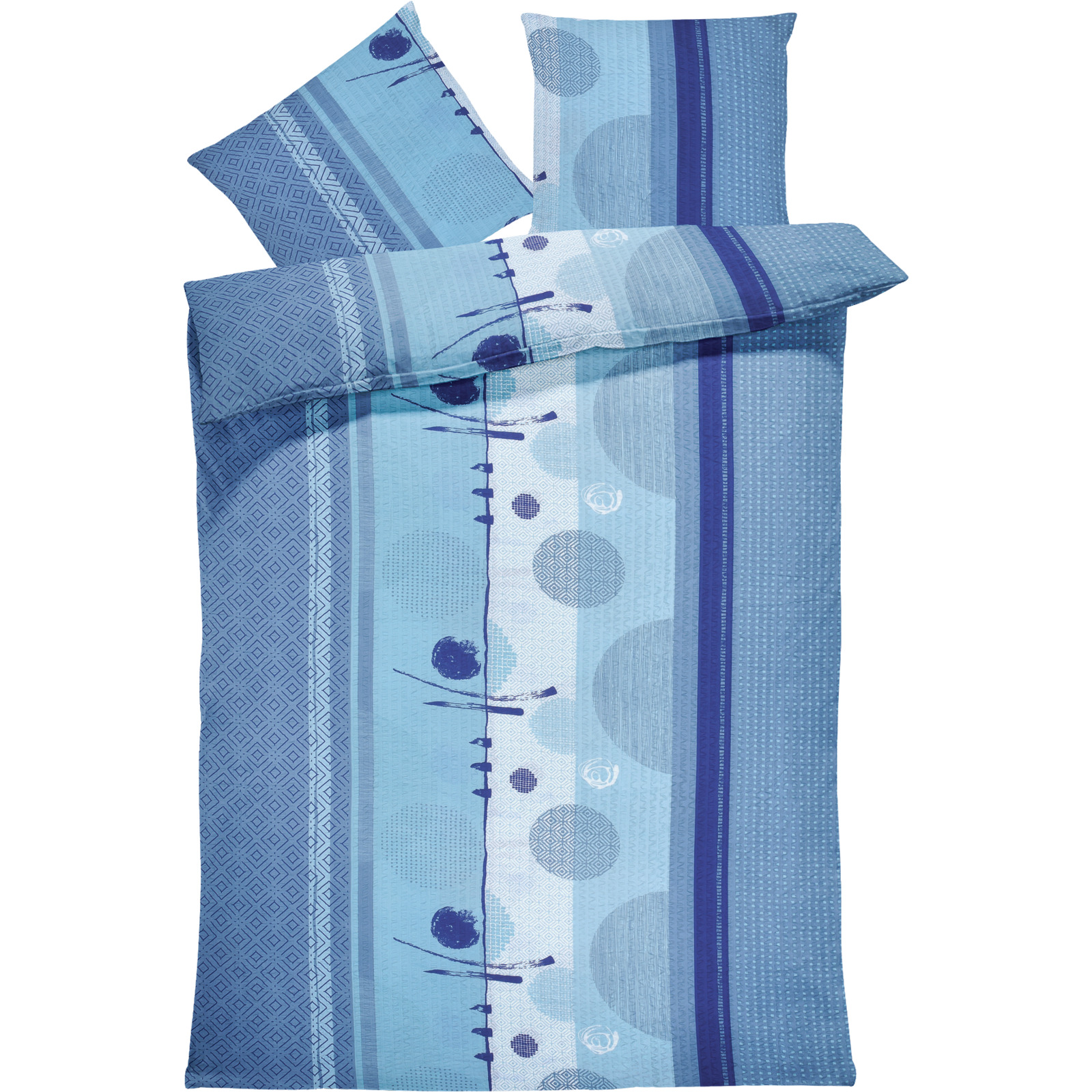 Bettwäsche Micro-Seersucker Muster blau 50x70 Kissenbezug