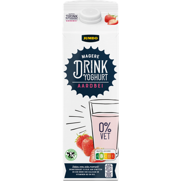 Jumbo Drinkyoghurt Aardbei 0% Vet 1 L