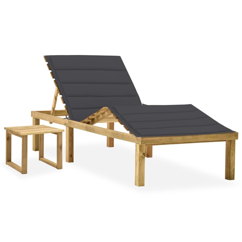 Transat chaise longue bain de soleil lit de jardin terrasse meuble d'extérieur 200 x 70 x (31,5-77) cm avec table et coussin