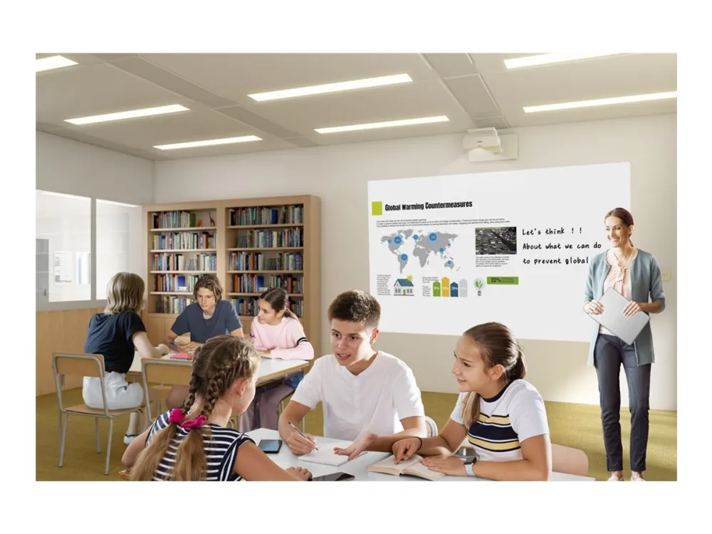 Epson EB-760W - 3-LCD-projektor - 4100 lm (hvid) - 4100 lm (farve) - 16:10 - Ultra Short-Throw-Objektiv - 802.11a/b/g/n/ac Wireless / LAN/ Miracast - hvid