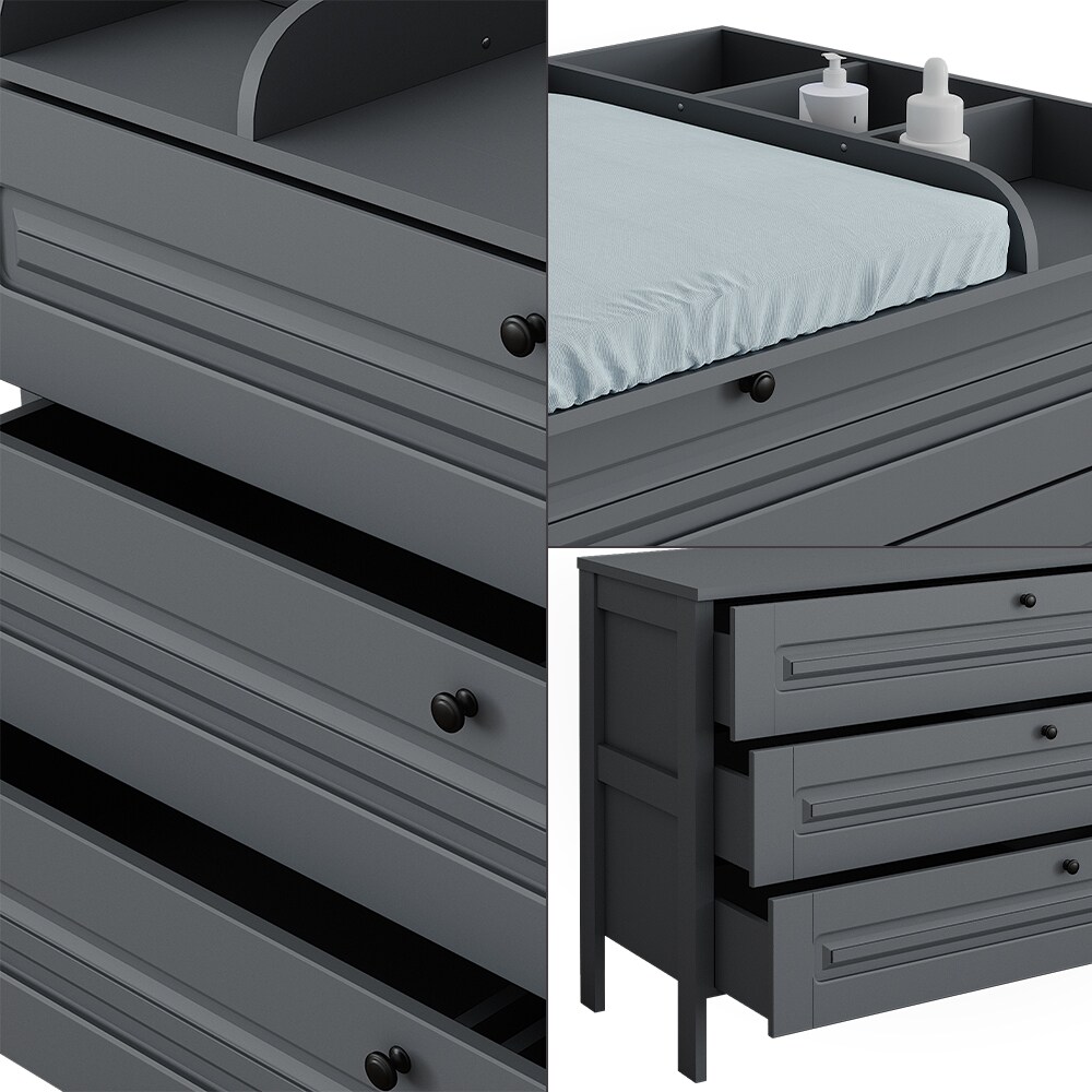 Vitalispa Wickelkommode Ajaton Grau 133 x 98,4 mit 3 Schubladen