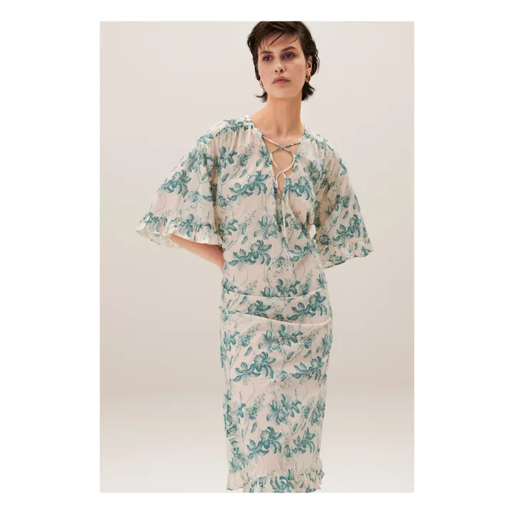 BELLEPIECE Robe Lourdes Fleurie | Bleu