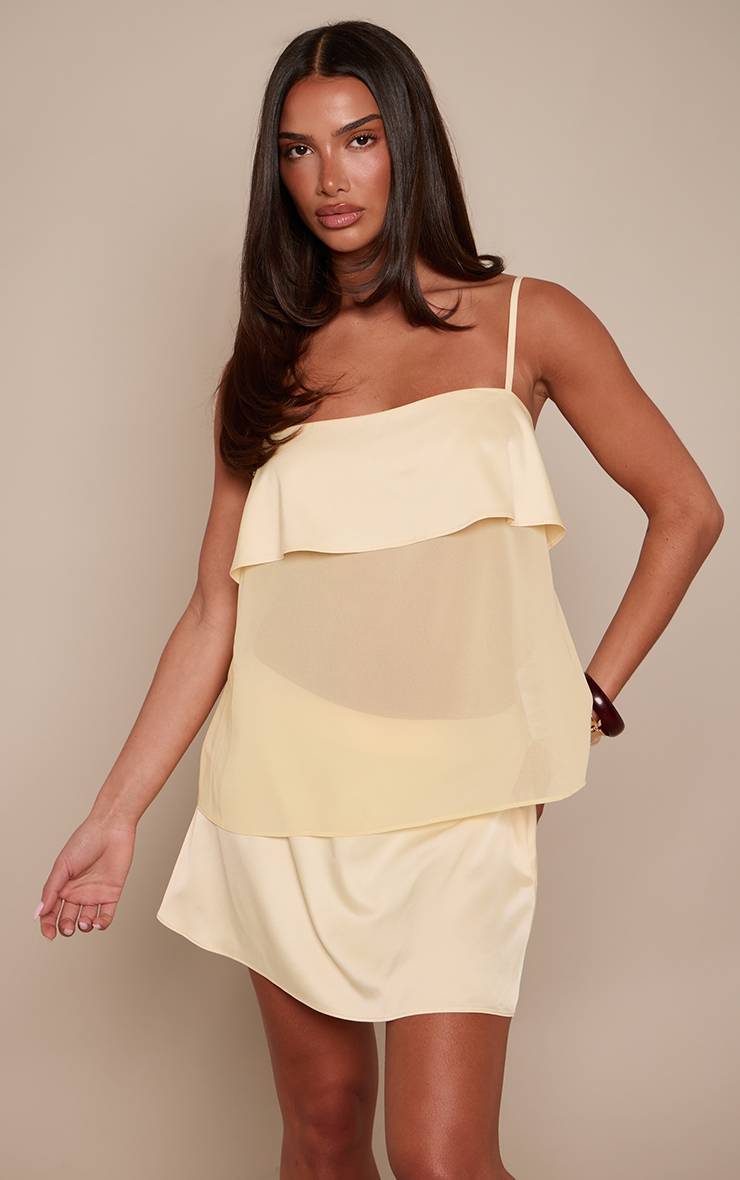 Citron Ensemble Haut Fluide Superposé En Satin