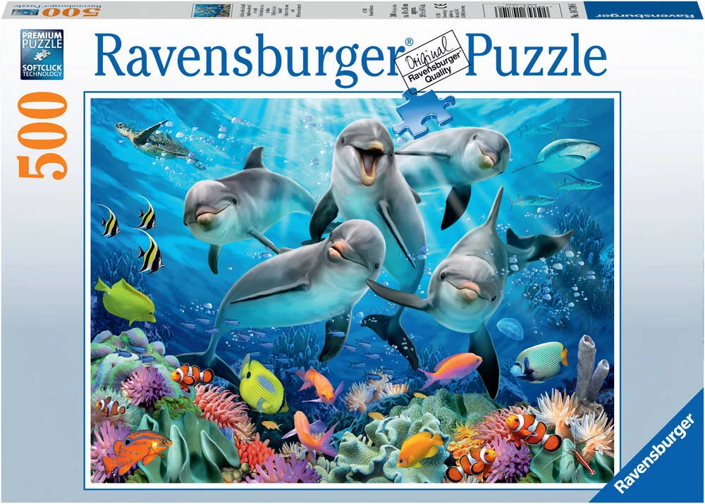 PUZZLE 500 PIECES DAUPHINS SUR RECIF CORAIL