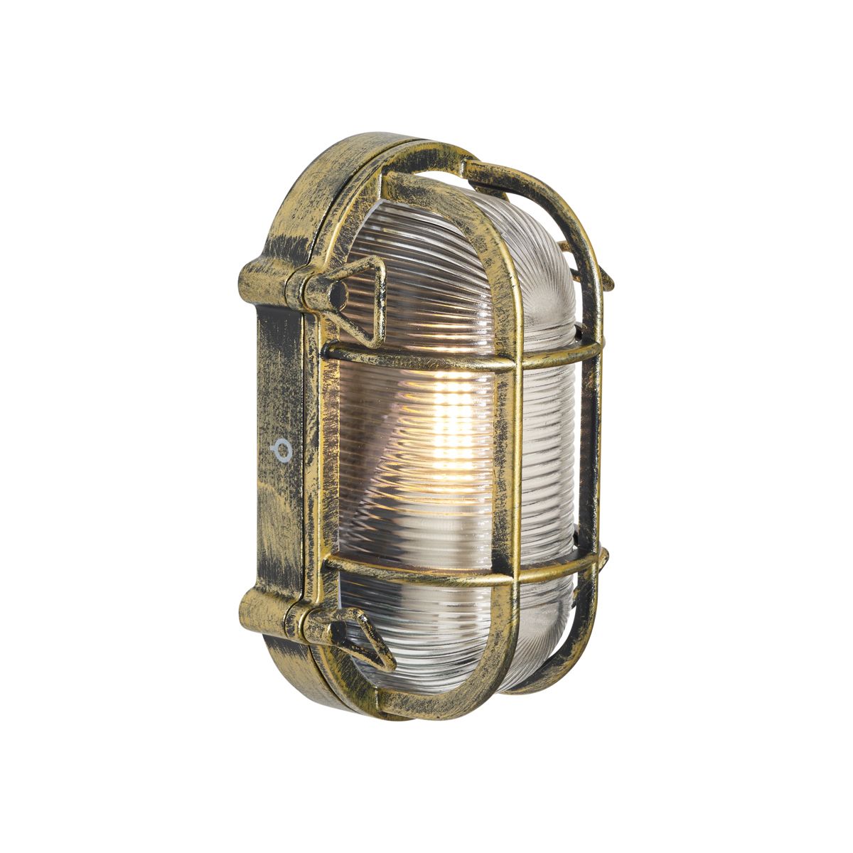 Buiten wand- en plafondlamp antiek goud ovaal IP44 - Noutica